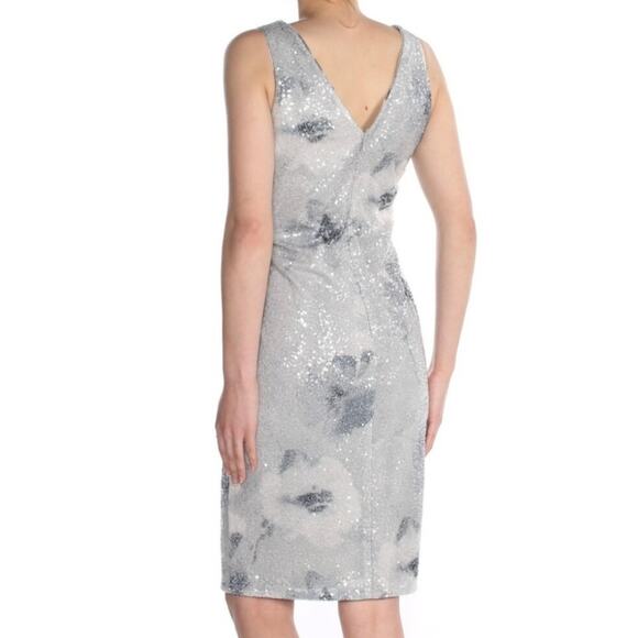 Ralph Lauren Sequin Dress 6 Glam MOB Cocktail Formal Floral Sheath Sleeveless - Picture 2 of 12